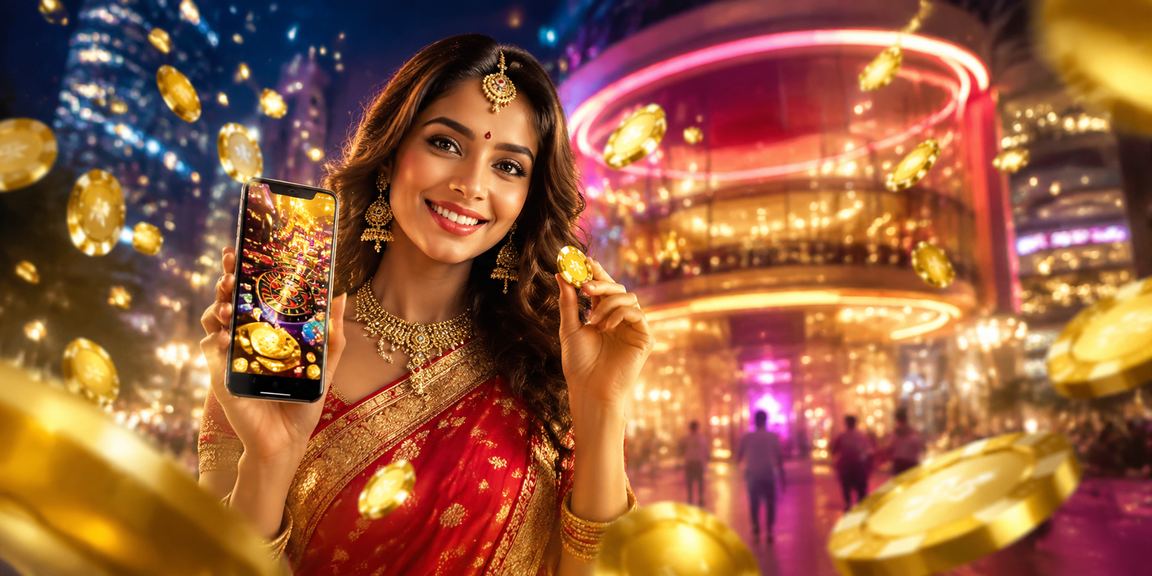 Mobile casino app usage by Indian player in traditional saree